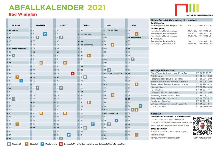 Verteilung Der Abfallkalender 2021 Landkreis Heilbronn